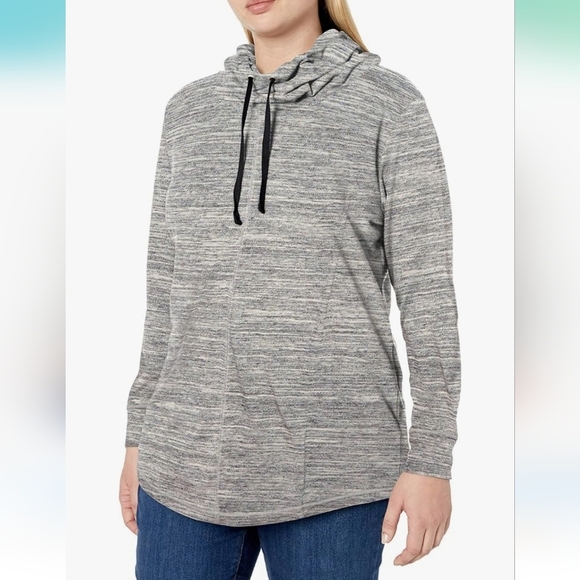 Just My Size Sweaters - ⭐️40% Off⭐️ Just My Size French Terry Cowl Neck Plus Size Tunic Ebony Space Dye